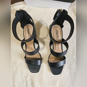 Qupid Black Strappy Women's Heels